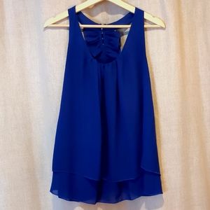 NU New York Blue ruffle back halter top size M